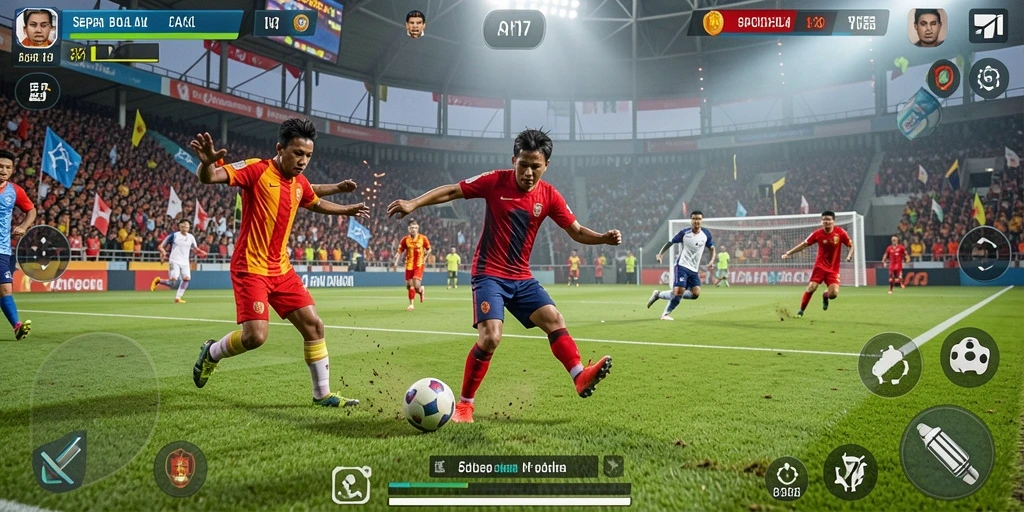 Tampilan gameplay mendebarkan dalam API77, siap untuk aksi sepak bola.