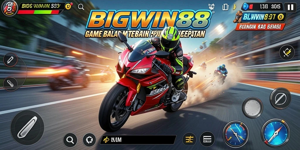 Tampilan gameplay <strong>BIGWIN88</strong> yang mendebarkan di lintasan balap.