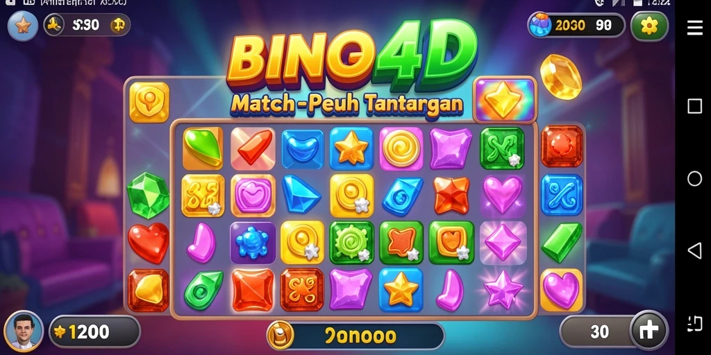 Screenshot gameplay BINGO4D menampilkan aksi mencocokkan item.