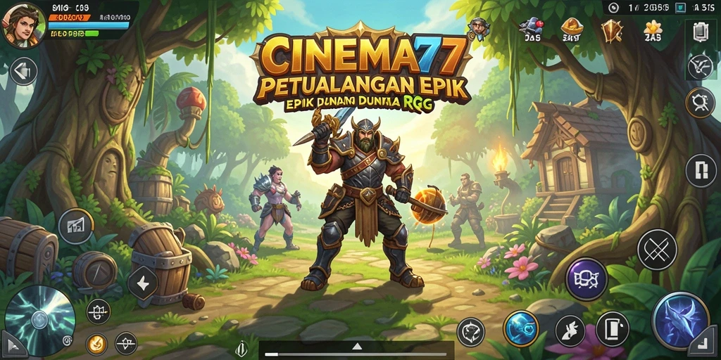 Screenshot CINEMA77 menampilkan pertarungan seru dalam dunia RPG yang mengagumkan.