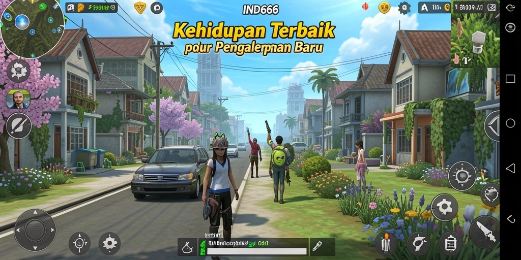 Tampilan gameplay simulasi yang dinamis di IND666.