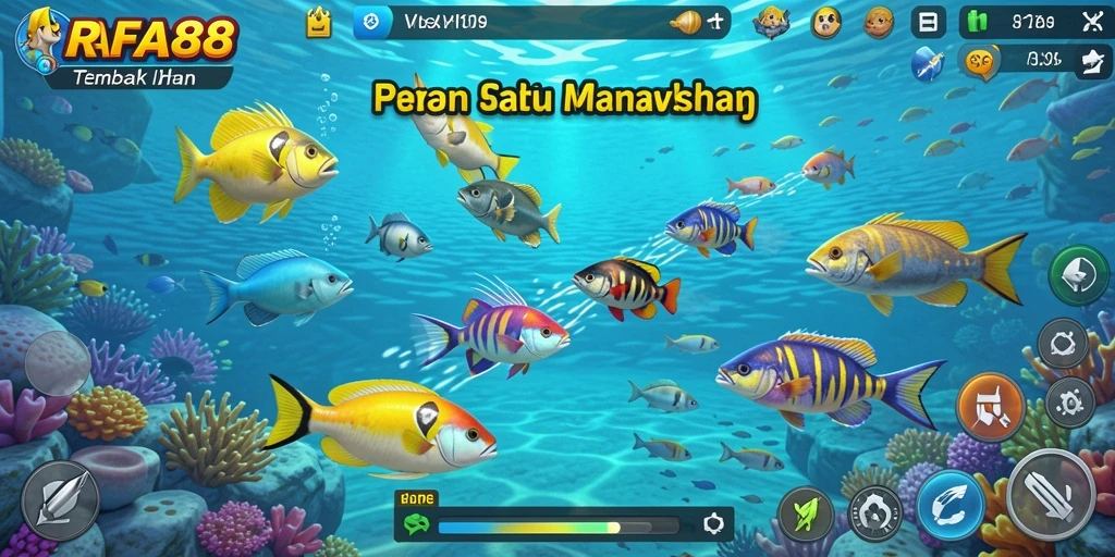 Screenshot utama RAFA88 menampilkan aksi menembak ikan yang seru.