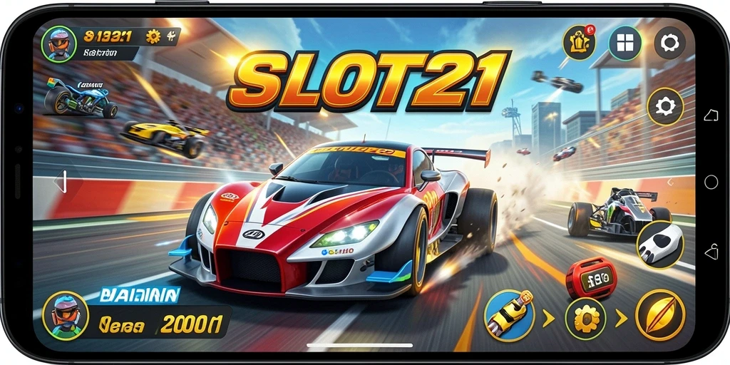 Tampilan gameplay balap yang seru dan mendebarkan di SLOT21.