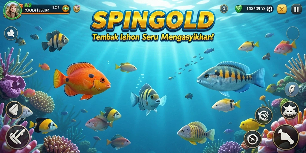 Tangkapan layar gameplay <strong>SPINGOLD</strong> yang menampilkan aksi tembak ikan yang mendebarkan.