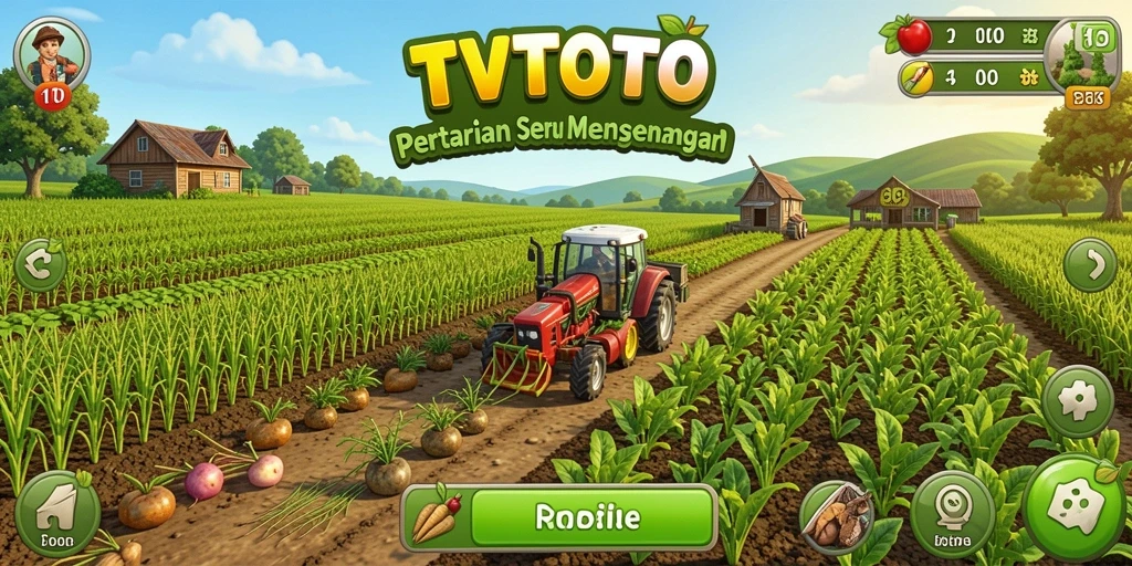 Screenshot TVTOTO menampilkan gameplay bertani yang menarik dan interaktif.